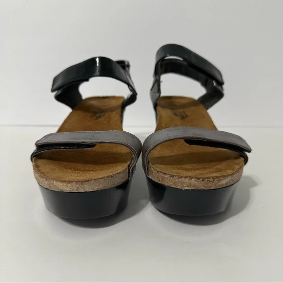 NAOT Womens Sandals Sz 39 (US 8) Wedge Ankle Strappy Embossed Animal Print Boho - Picture 3 of 13